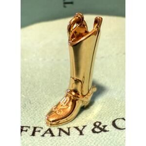 Rare Tiffany Co 18k Yellow Gold Western Cowboy Boot Charm Movable Spur -Polished